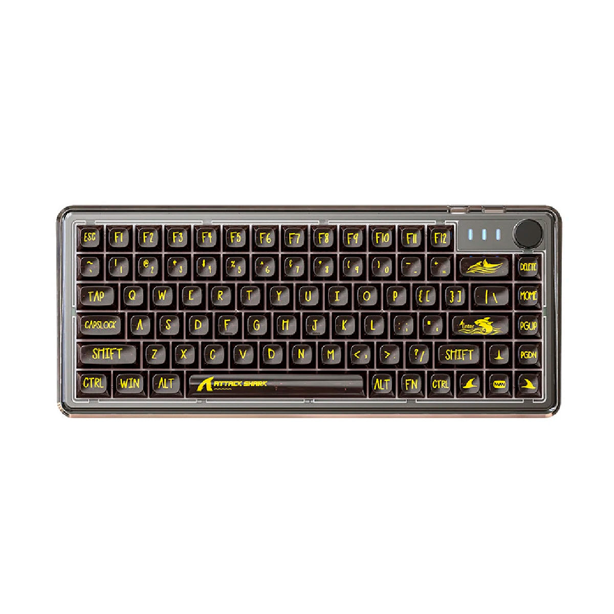 Teclado Mecânico Gamer (Attack Shark, Iluminação RGB Semi-Transparente, Switch Branco K75)