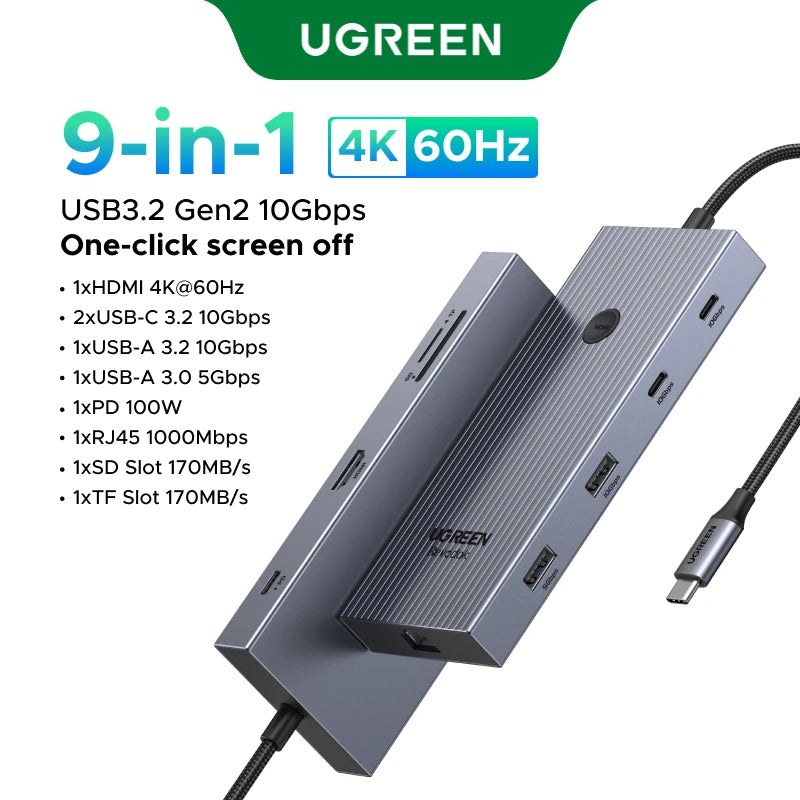 HUB USB-C UGREEN Profissional (4K, HDMI, USB, RJ45)