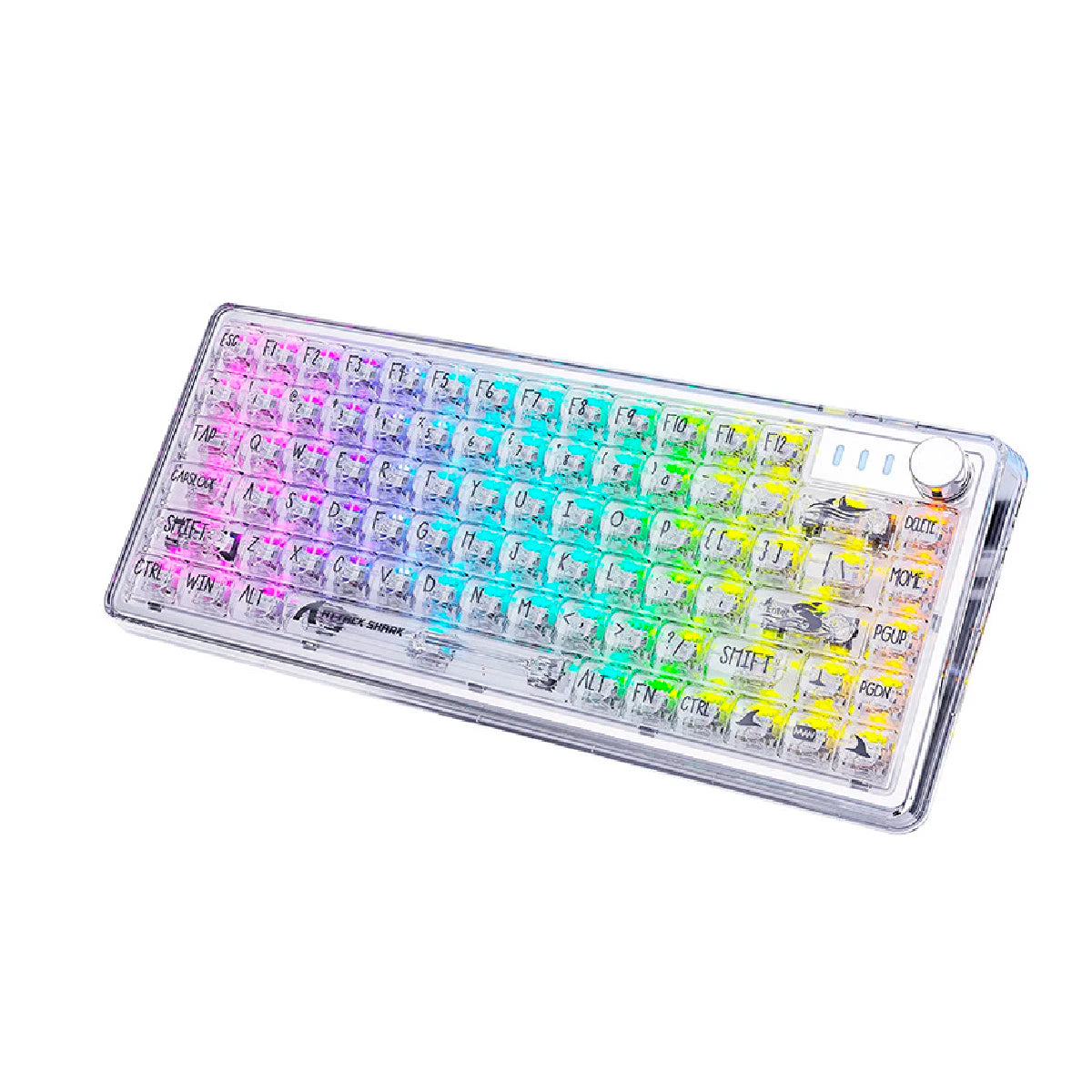 Teclado Mecânico Gamer (Attack Shark, Iluminação RGB Semi-Transparente, Switch Branco K75)