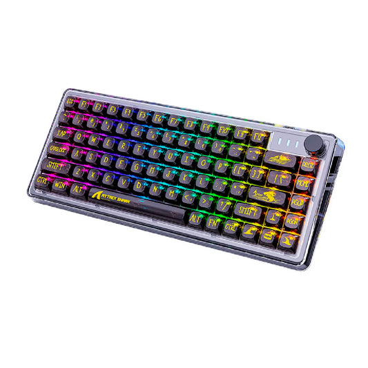 Teclado Mecânico Gamer (Attack Shark, Iluminação RGB Semi-Transparente, Switch Branco K75)