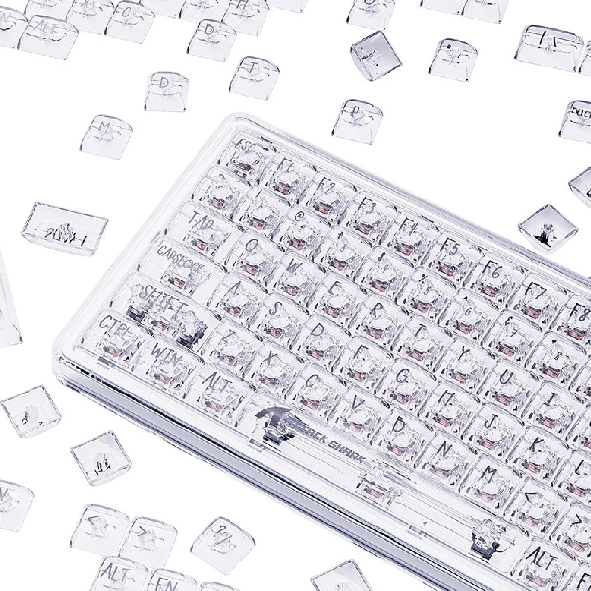 Teclado Mecânico Gamer (Attack Shark, Iluminação RGB Semi-Transparente, Switch Branco K75)