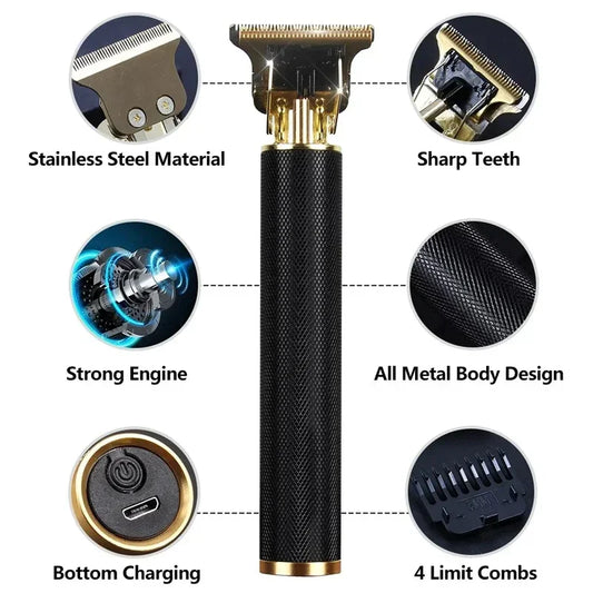 Máquina de Cortar Cabelo T9 Elétrica Recarregável