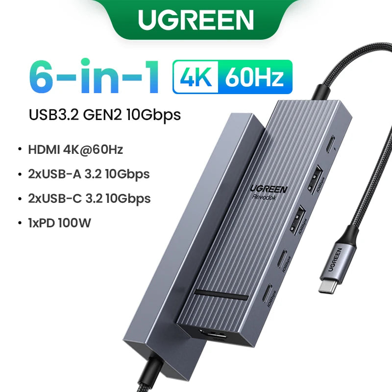 HUB USB-C UGREEN Profissional (4K, HDMI, USB, RJ45)