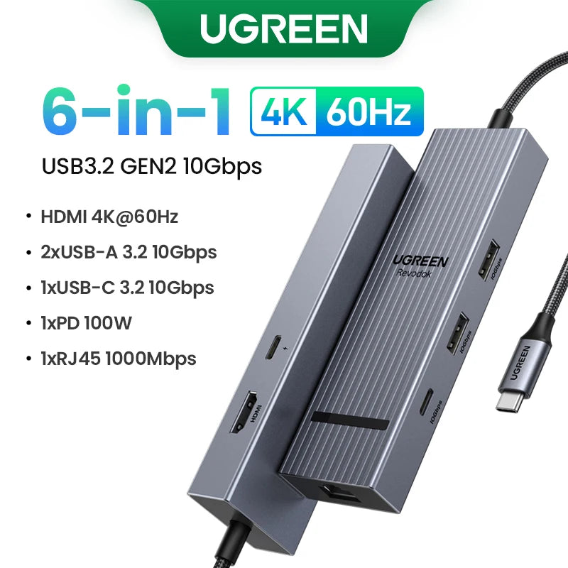 HUB USB-C UGREEN Profissional (4K, HDMI, USB, RJ45)