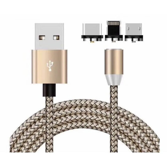 Carregador Magnético 3 em 1 (Tipo C, USB, Cabo p/ iPhone)