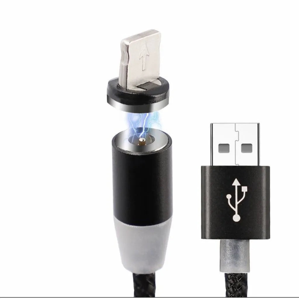 Carregador Magnético 3 em 1 (Tipo C, USB, Cabo p/ iPhone)