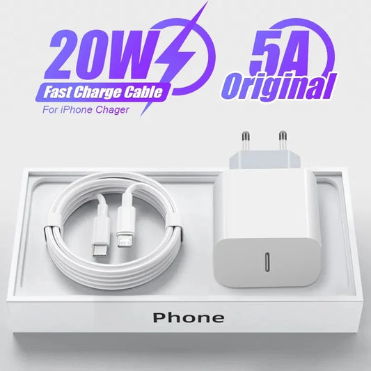 Carregador Rápido PD 20W USB-C para iPhone