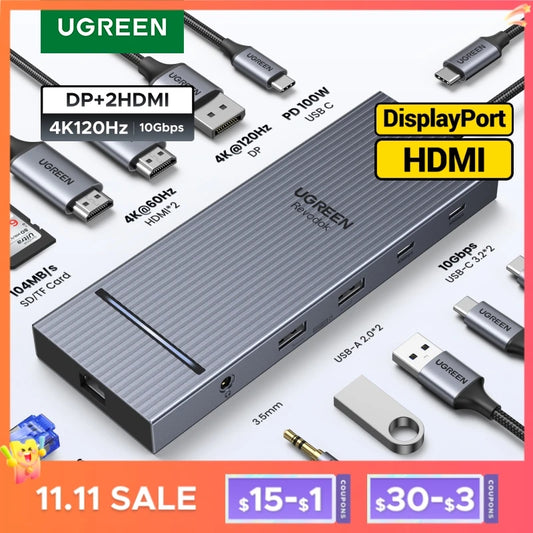 HUB USB-C UGREEN Profissional (4K, HDMI, USB, RJ45)