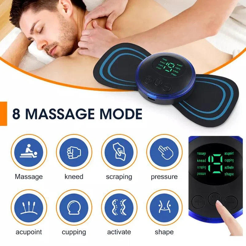 Massageador de Pescoço Portátil EMS (Estimulador Muscular Elétrico) para Alívio da Dor