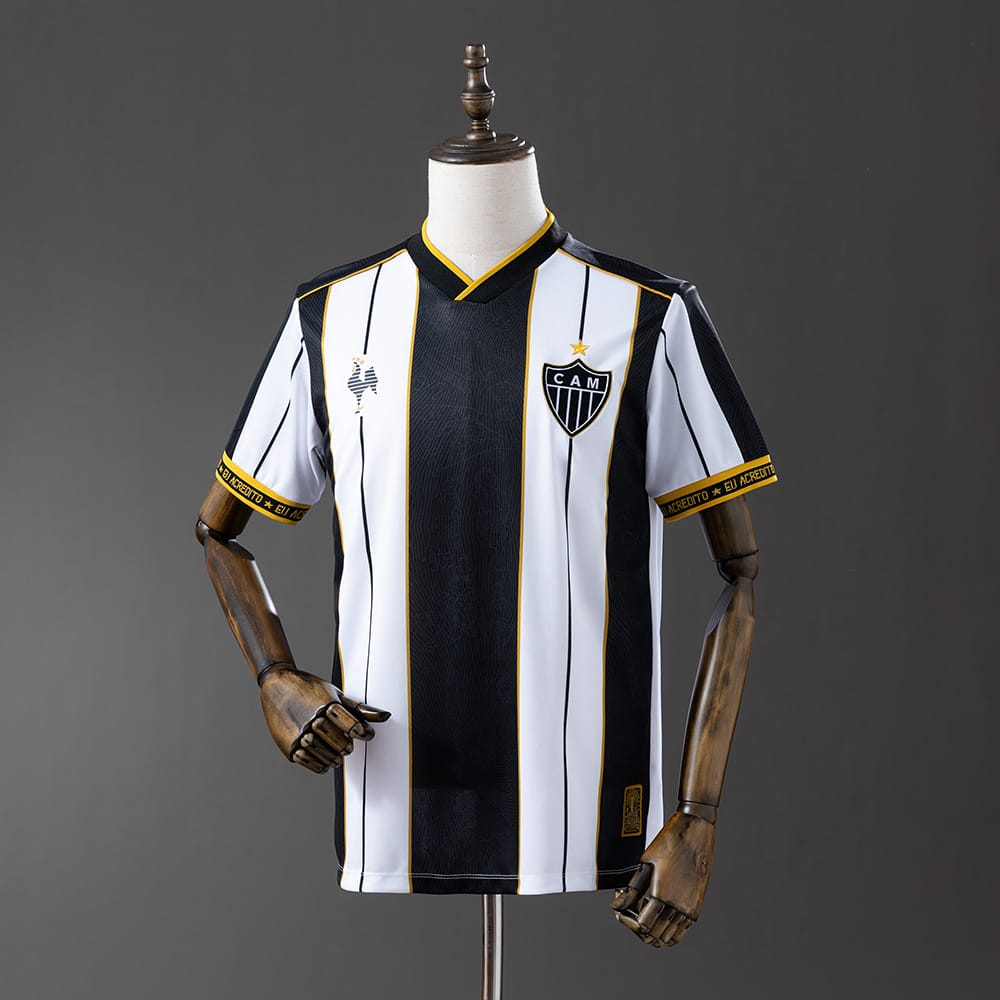 Camisa Atlético Mineiro - Manto da Massa 113 Anos - Branca e Preta